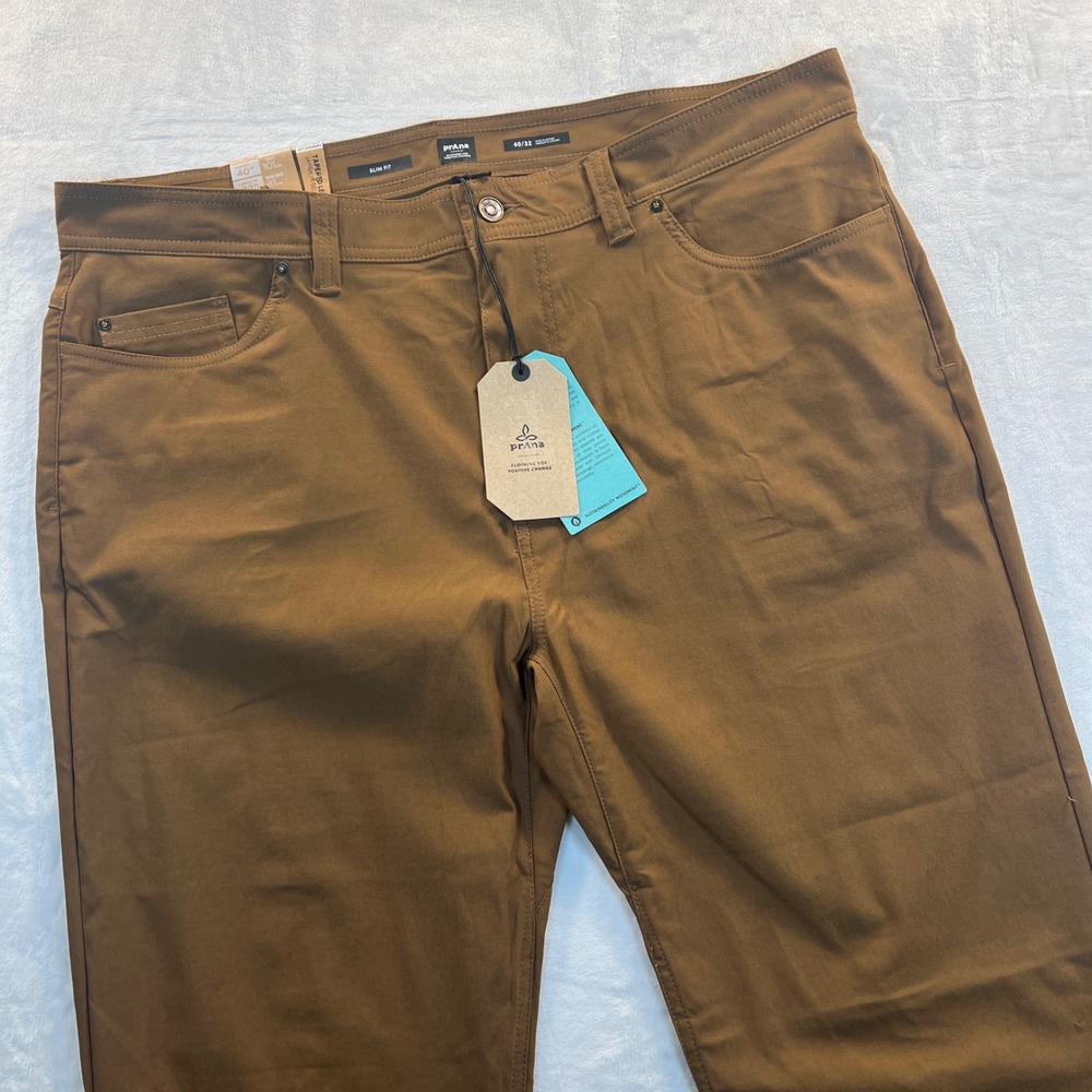Prana Brion Slim Pant II Mens 40x32 Sepia Brown ReZion Tapered Leg 1965551 NEW
